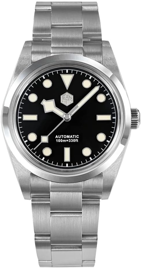 San Martin SN021 Snowflake Hands Explore Climbing Series Luxury Men Watch Sapphire Glass Fashion Sport Watches PT5000 Automatic Mechanical Wrist Watch (Black)