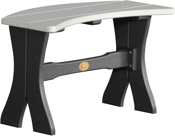 Furniture Barn USA Poly Lumber 28" Table Bench, Dove Gray & Black