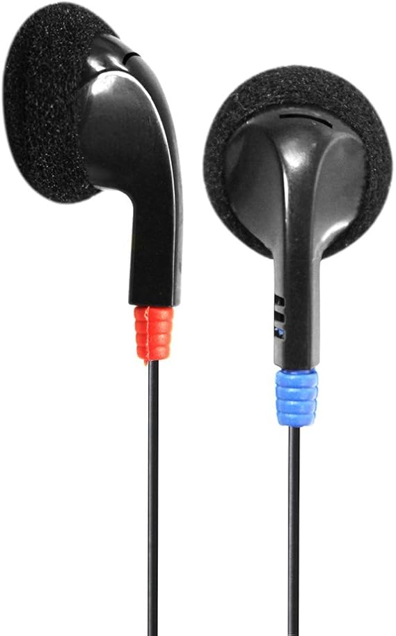HamiltonBuhl HABUD Ear Bud Headphones InEar Stereo Earbuds with 4 ft Cord, Soft Foam Cushions, 3.5mm RightAngled Plug Classroom, Testing & Bulk Use