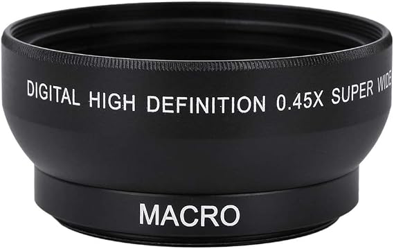 Ciciglow 0.45X Wide Angle Lens for 49mm Mount Camera - Aluminum Alloy & Optical Glass Construction - Black