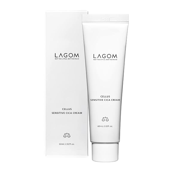 LAGOM Cellus Sensitive Cica Cream Soothing Korean Skincare with Centella and Ceramide, Sensitive Skin, Calming Balm, Face Blemish 2.02 Fl Oz