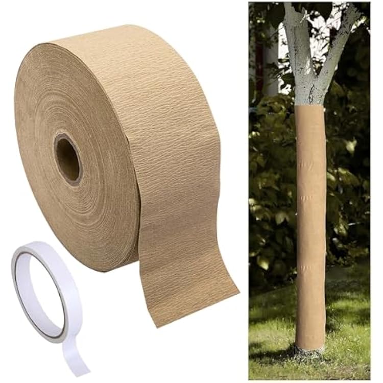 100Ft x 3 Tree Protector Paper Wrap, Weather Resistant Tree Trunk Wraps Protection with Double-Sided Tape, Tree Bark Repair Wrap Bandage to Keep Warm Moisturizing and Away from Gnawing
