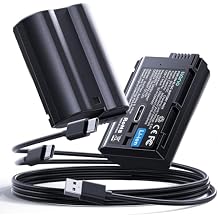 llano 2-Pack 2400mAh USB-C EN-EL15C Battery for Nikon Z8, ZR, Zf, Z6III, D850, Z7II, Z6II, Z7, Z6, D7500, D750, Z5, D7200, D7100, D810 Cameras, Fully decoded, Fast Rechargeable, Replacement Batteries