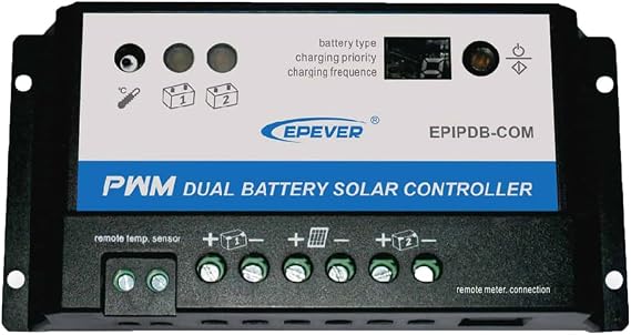 EPEVER Meter MT-1 Remote with LCD Display for Solar Charge Controller EPIPDB-COM Series 10A/20A Dual Battery Solar Panel Charging System