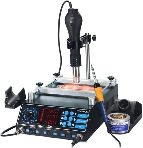Soldering Station, 853AAA 1200W Preheating Station PCB Preheater Soldering BGA Rework Iron Heat Gun Welding
