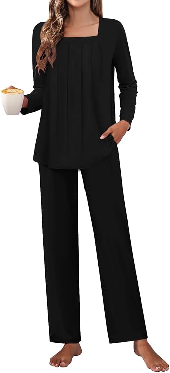 Tencede Pajama Sets for Women 2 Piece Long Sleeve Long Pants Sleepwear