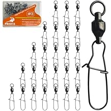 Pristis 25 Pack High Strength Fishing Snap & Swivels, Ball Bearing with Coastlock Snap, Saltwater Corrosion Resistant Connector, Fresh Water Heavy Duty Black Nickel Finish Tackle Kit for Bass Perch