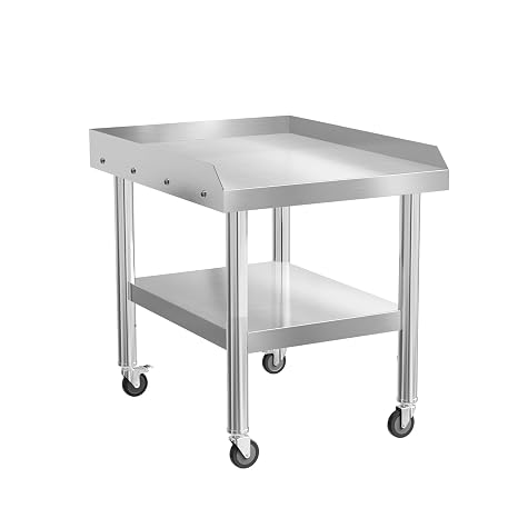 ROVSUN 24" L x 30" W x 26" H Stainless Steel Equipment Stand with Wheels & Undershelf, NSF Commercial Prep & Work Table, Grill Table for Hotel, Home, Restaurant Kitchen, Workplace