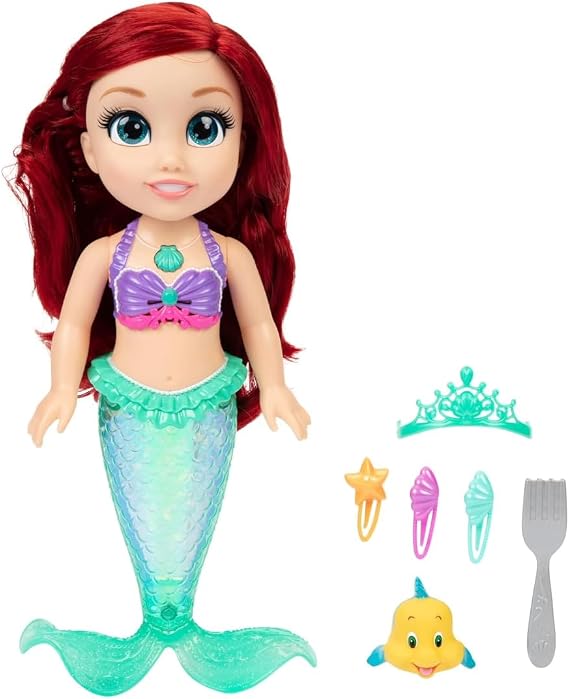 Disney Princess Ariel & Flounder - Singing Doll Ariel Sings Part of Your World - Tail Lights Up in & Out of Water