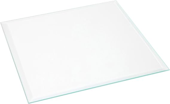Plymor 6 x 6 inch Square, 3mm Thick, Beveled Clear Glass