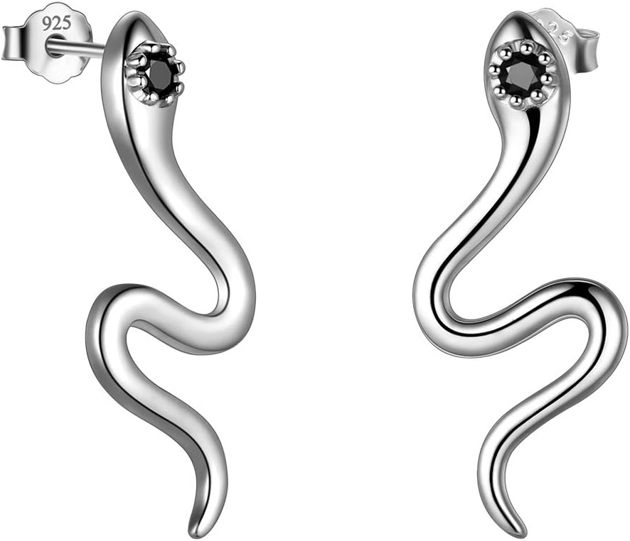 Adjustable Snake Ring for Women 925 Sterling Silver Serpent Snake Necklace Animal Snake Stud Earrings for Women Girls Mens Snake Jewelry Birthday Christmas Fine Jewelry Gift for Her Daughter Sisters Gift