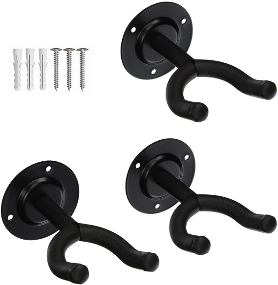 5 CORE Guitar Wall Mount 3Pc Wall Mount for Classical Electric Acoustic Bass Guitars for Home Studio