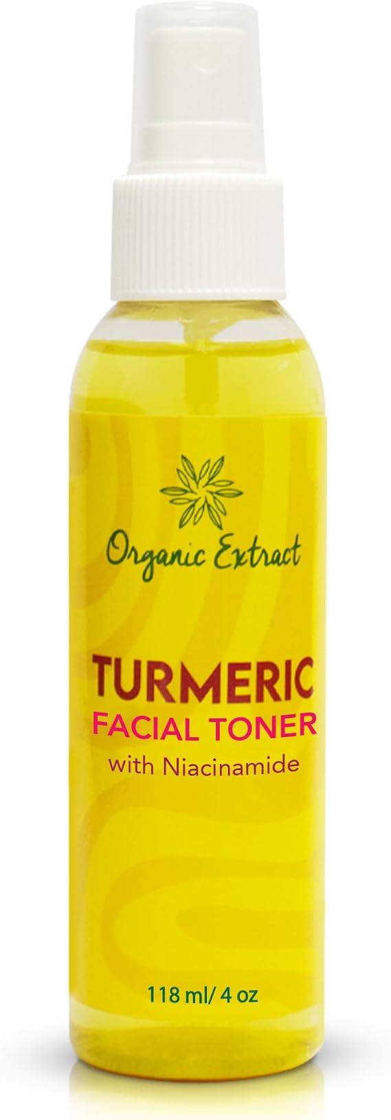 Turmeric Facial Toner - 4 fl oz / 118 ml - Skin Brightening Face Toner, Gently Removes Impurities - Exfoliating, Hydrating Toner with Niacinamide, Glycerin, Aloe Vera