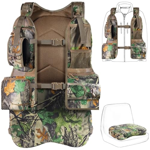 Turkey Vest for Hunting with Seat & Game Pouch Turkey Hunting Vest, Silent Camo Gear,Turkey Hunting Gear for Men & Women, Lightweight Hunting Accessories