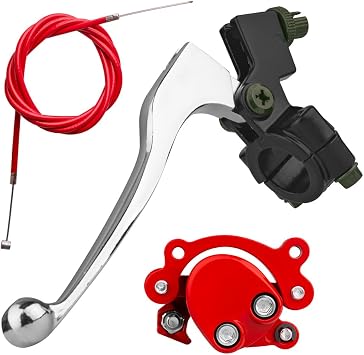 FRP Universal Mini Bike Brake Lever Kit for 7/8 in (22mm) Handlebar, Heavy-Duty Aluminum Alloy Lever with Cable & Caliper, Easy Install, Fits Most Mini Bikes/Go Karts/Pocket Bikes, Red