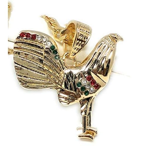 Gold Plated Chicken Rooster Pendant Necklace Figaro 26 5mm Gallo Medalla Oro Laminado
