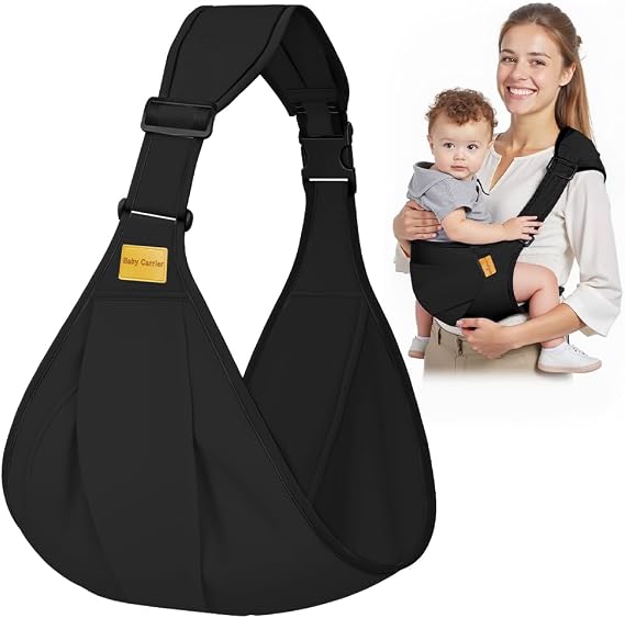 AOOWU Baby Carrier, Toddler Carrier Side, Baby Sling Carrier, Baby Wrap Carrier with Adjustable Shoulder Straps, Child Sling Baby Side with Shoulder Strap, Baby Sling for Newborns to Toddlers