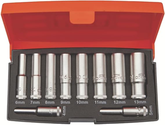 Bahco S0810L Deep Socket Set 10 Piece | 1/4in Drive Metric