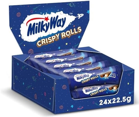 Milky Way Crispy Wafer Rolls 24 x 22.5g Full Box Creamy, Chocolate-Flavoured Filling, Convenient for lunchboxes, backpacks, or travel, Satisfying crunch with every bite,