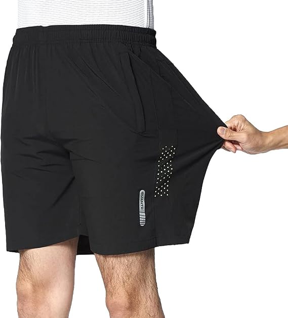 Men's Athletic Hiking Shorts Quick Dry Outdoor Running Shorts with Zip-Pockets
