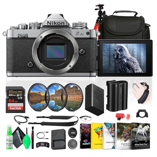 Nikon Z fc DX-Format Mirrorless Camera 1671  EN-EL25 Battery  64GB Memory Card  Photography Software  Camera Bag  Flexible Tripod  Cleaning Kit  HDMI Cable  Hand Strap  More