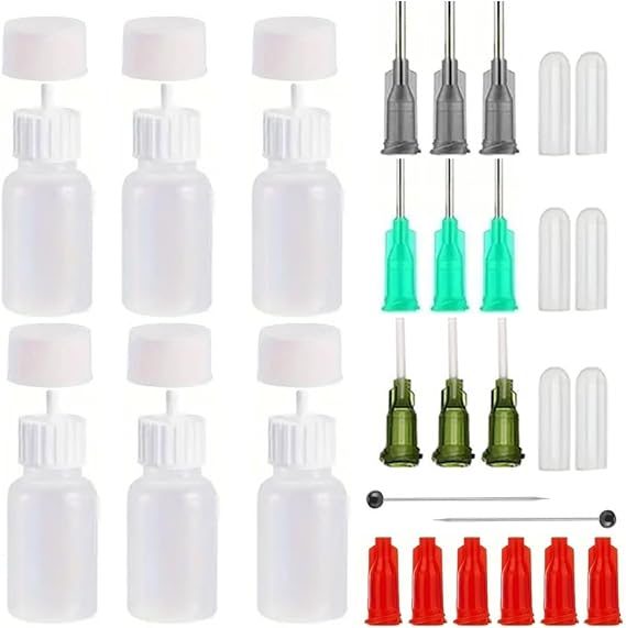 XMASIR 6 Pcs Glue Squeeze Bottle, 30ml Precision Tips Applicator Bottles