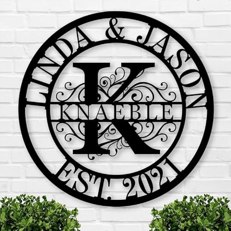 Personalized Metal Name Signs, Split Letter Monogram Wall Decor, Custom Last Name Sign, Family Name Sign for Outdoor, Personalized Wedding Gift, Garden Decor, Metal Wall Art, Housewarming Gift MonogramDesign_8