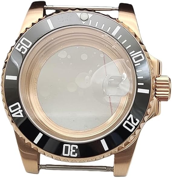 40mm Rose Gold Watch Case with Bezel Inserts, Fits NH35 NH36 Movement 28.5mm Dial Screw Crown, Watch Mod Parts for Rolex Yacht Master