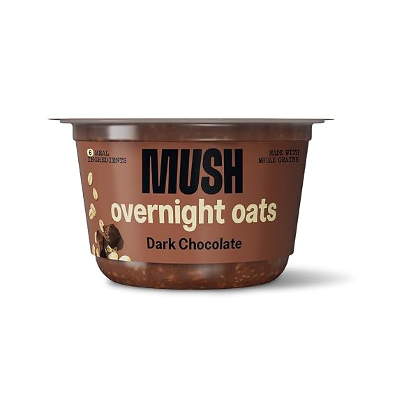 MUSH Overnight Oats - Dark Chocolate - Good Source of Fiber, Non-GMO, Dairy Free, Gluten Free, 5oz