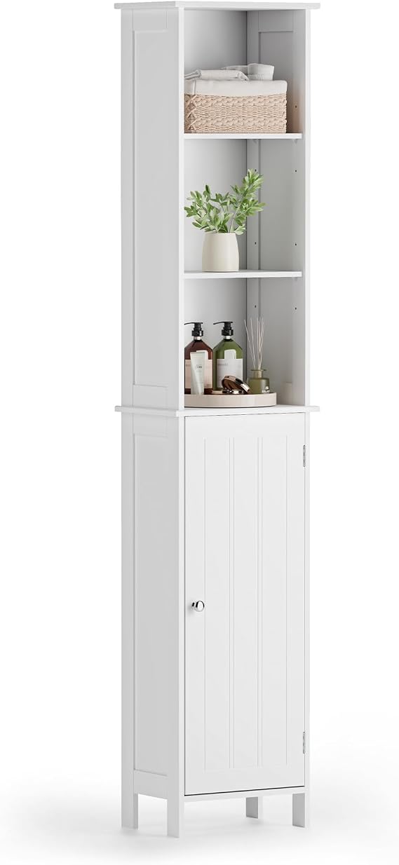 VonHaus, Tall Bathroom Cabinet | White, Colonial Style, Pantry