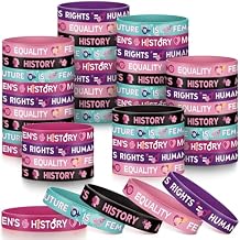 200 Pcs International Women's Day Gifts Silicone Bracelet Bulk Women's History Month Decoration Womens Empowerment Rubber Wristband for Feminism Female Rights Awareness Party Favor, 5 Styles