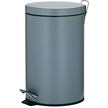 kela Pedal bin Leandro 12l of Metal in Light Grey, 25 x 25 x 39 cm