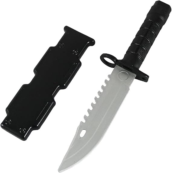 Zonzxcv Prop Knife Toy for Kids - Safe Fake Knife for Halloween Party, 10 Inch (Black with Scabbard)