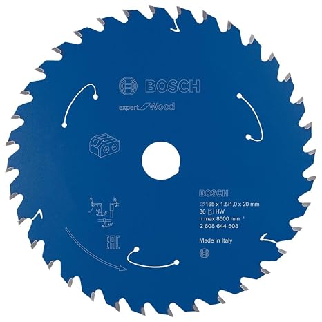 Bosch Professional Circular Saw Blade Expert (for Wood, 165 x 20 x 1.5 mm, 36 teeth; Accessories: Cordless Circular Saw)