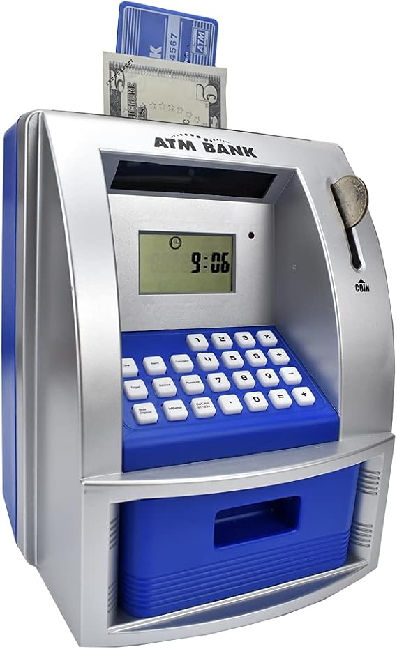 Toy Talking ATM Bank ATM Machine Savings Bank for Kids - Blue