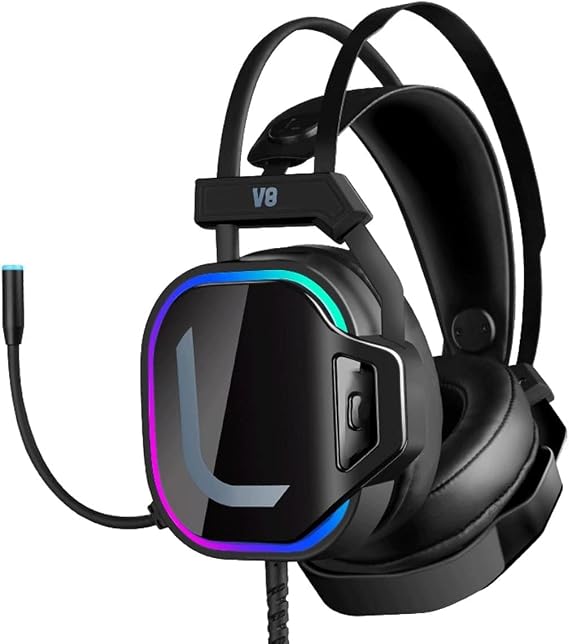 Wired Gaming Headset, Computer Headphones with Microphone/Mic Noise Cancelling, Headset with Noise Canceling Mic Compatible with PC, PlayStation, Xbox - Black
