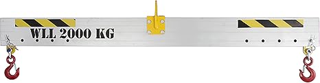 1250kg Adjustable Lightweight Aluminium Lifting Spreader Beam 3mtr with Latch Hooks & Shackles