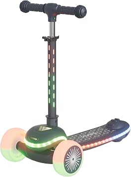 Toddler Scooter Ages 2-5, 3 Wheel Kids Scooter with Lean-to-Steer, Adjustable Handlebar, Anti-Slip Deck, Light-Up Wheels, Foldable First Scooter for Boys and Girls