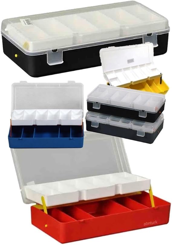 Organizer Çanta 22x11cm Takım Kutusu 13 Gözlü Çift Kat Raflı Vida Olta Şeffaf Kapaklı Edevat Çantası
