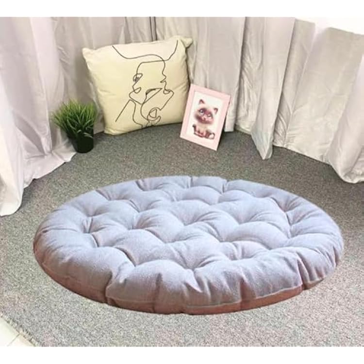Large Round Floor Cushion Solid Color Chair Cushion Pillow for Adults Living Room Bedroom Classroom Outdoor Yoga Meditation Floor CushionsSize:55x55cm22x22inch,Color:Beige