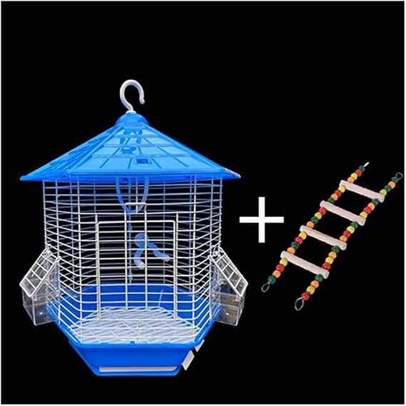 Bird Cage parrot cage Hexagonal Ornamental Cage Tiger Skin Peony Parrot Bird Cage Large and Small Acacia Iron Breeding Cage for Small Birds bird feeders budgie cage (Size : S, Color : Gold)