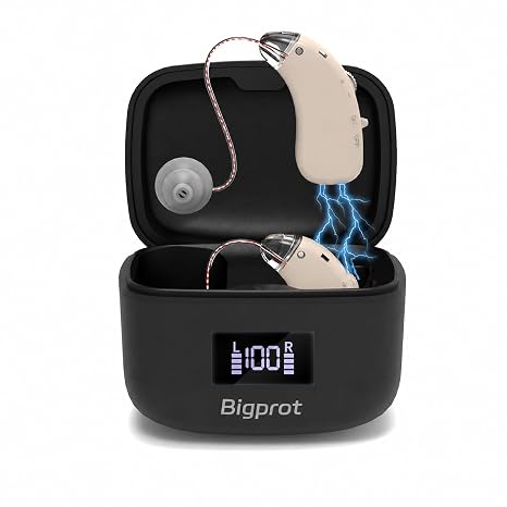 Rechargeable Hearing Aids for Seniors, 2026 Digital OTC Hearing Aids with Noise Cancelling, Stepless Volume Control,120 Hours Use, Lightweight Behind
