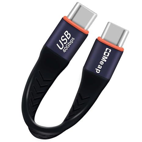COMeap Short USB C Cable, 40Gbps Short USB 4 Cable, 240W PD Fast Charging, Compatible with Thunderbolt 4/3, Laptop, Tablet, Phone, Steam Deck, ROG Ally - 4 Inch