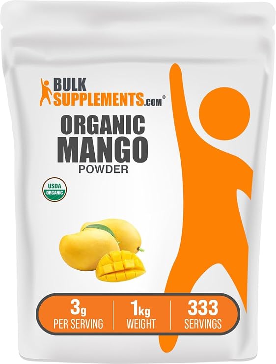 Organic Mango Powder - Organic Mango Flavoring Powder, Sourced from Mangifera Indica Fruit - Gluten Free & Sugar Free, 3g per Serving, 1kg (2.2 lbs) (Pack of 1)