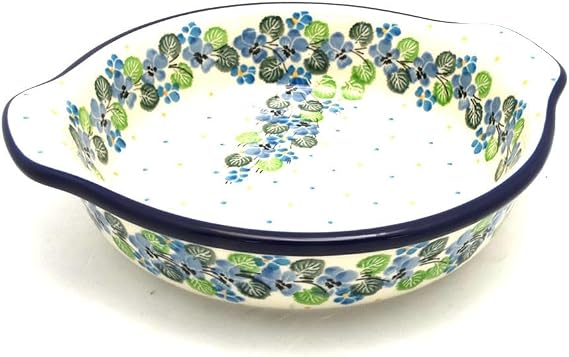 Polish Pottery Baker - Round with Grips - Medium - Spring Viola