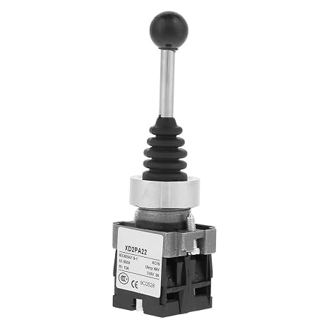 2NO Spring Return Joystick Switch 2 Position Momentary Control Switch Industrial-Grade for XD2PA22CR Panel Mounting 22mm Hole with Positive Click Feedback