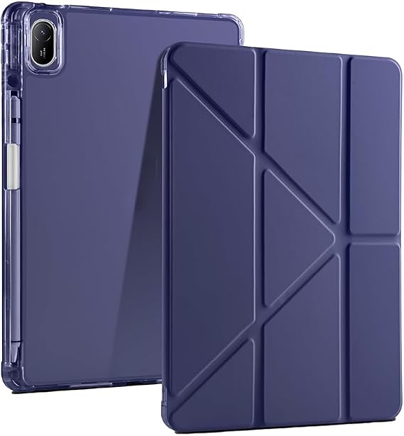 Aksesuarcim Huawei ile Uyumlu Matepad SE 11 Kılıf Silikon Yumuşak Kalem Bölmeli Esnek 4 Farklı Stand Olabilen Tablet Kılıfı Lacivert