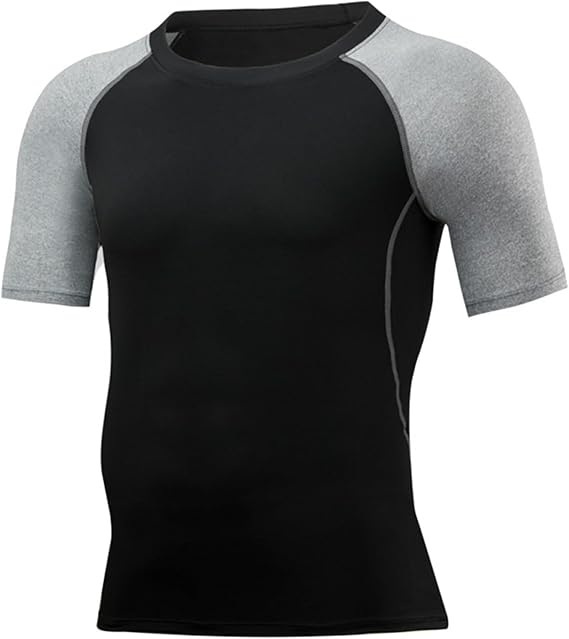 Compression Shirts for Men Short Sleeve Baseball Jersey T-Shirts Trendy Color Block Raglan Shirt BaseLayer Undershirts
