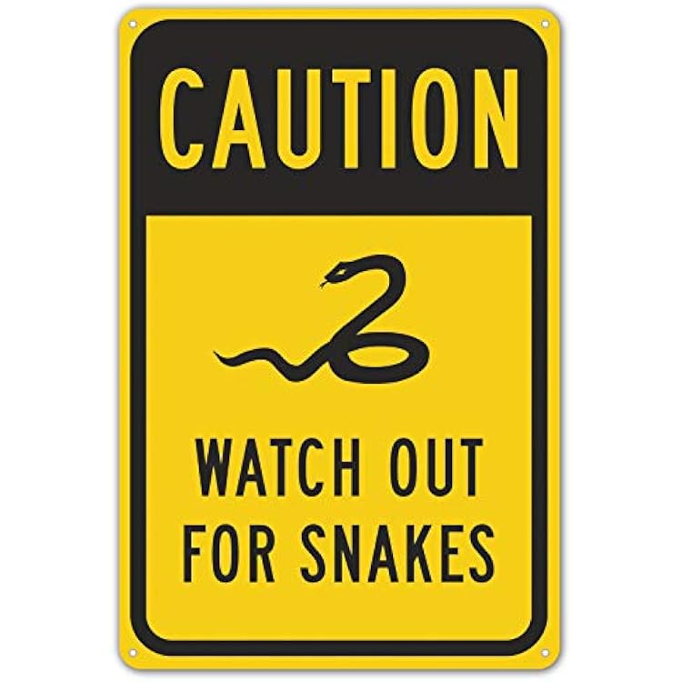 ZYPENG Safety Sign Danger Sign Watch Out for Snakes Wall Art Warning Caution Tin Signs Metal Road Yard Decor 8 x 12 inches