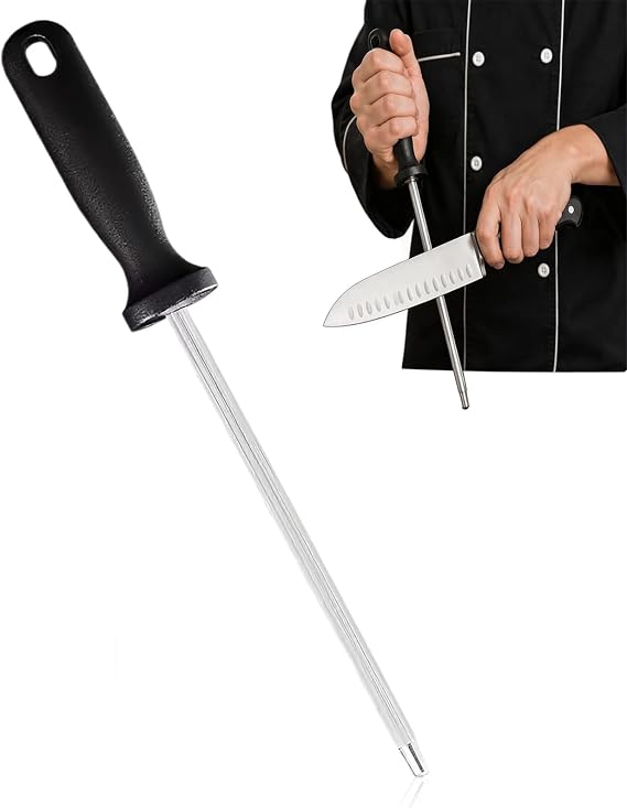 Professional 8-Inch Kitchen Knife Sharpener,Honing Rod,Steel Sharpening Rod,Features A Non-Slip Handle,Ideal for Home and Restaurant Use;for The Repair and Maintenance of Kitchen Knives,Chef's Knives